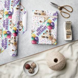 Papier Cadeau Cute Giraffe Colorful Confetti Anniversaire de enf