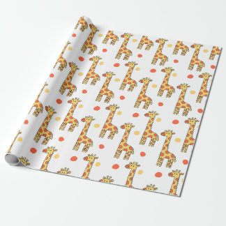 Papier Cadeau Cute Giraffe Pattern Yellow Cartoon Animal Print