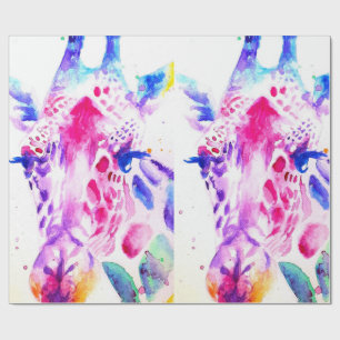 Papier Cadeau Cute Giraffe Zoo Animal Motif Aquarelle
