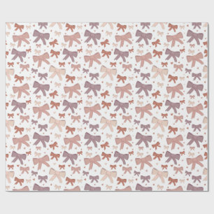Papier Cadeau Cute Girly Dusty Rose Bows Et Coeurs Motif