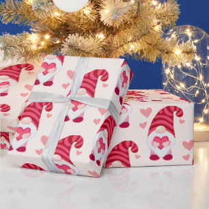 Papier Cadeau Cute Gnome Holding Heart Valentine's Day