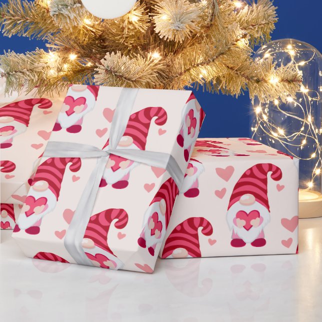 Papier Cadeau Cute Gnome Holding Heart Valentine's Day (Vacances)