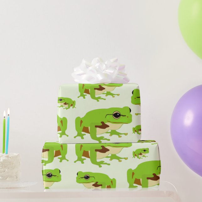 Papier Cadeau Cute Green Tree Frog Motif (Cadeaux de fête)