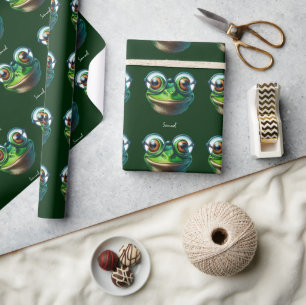 Papier Cadeau Cute grenouille portant des lunettes surdimensionn