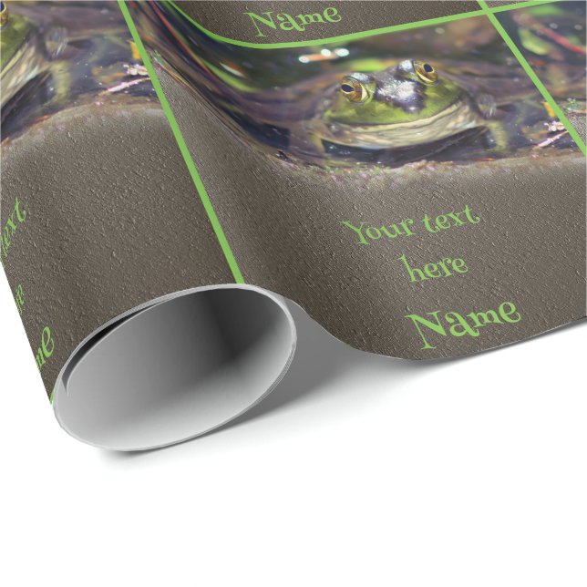 Papier Cadeau Cute Grenouille Visage Animal Personnalisé (Coin rond)