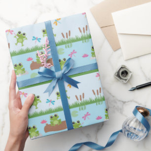 Papier Cadeau Cute grenouilles en étang