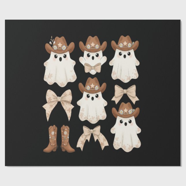 Papier Cadeau Cute Halloween Cowboy Ghost (Plat)