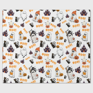 Papier Cadeau Cute Halloween Motif fantôme - Chats noirs Éffraya