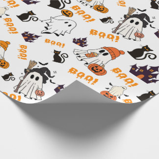 Papier Cadeau Cute Halloween Motif fantôme - Chats noirs Éffraya