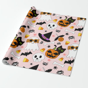 Papier Cadeau Cute Halloween Motif sans couture Citrouille de ch