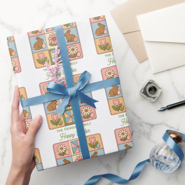 Papier Cadeau Cute Happy Easter Bunny Quilt Pattern  (Cadeaux)