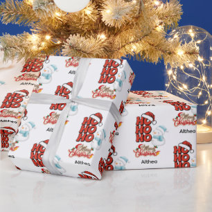 Papier Cadeau Cute Ho Ho Ho Joyeux Noël Nom personnalisable