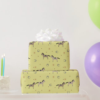 Papier Cadeau Cute Horses & Horseshoes Kids Birthdays Yellow