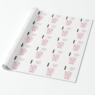 Papier Cadeau Cute I coeurs Desgin