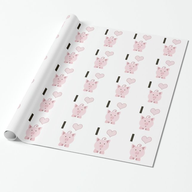 Papier Cadeau Cute I coeurs Desgin (Déroulé)