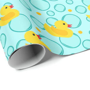 Papier Cadeau Cute Jaune Canards En Caoutchouc Baby shower Bubbl
