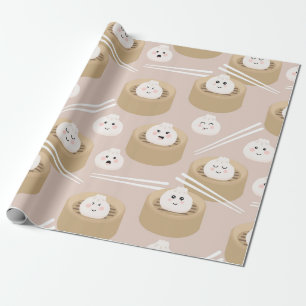 Papier Cadeau Cute Kawaii Dumplings Baguettes en vapeur