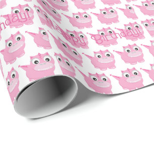 Papier Cadeau Cute Kawaii Pink Dino
