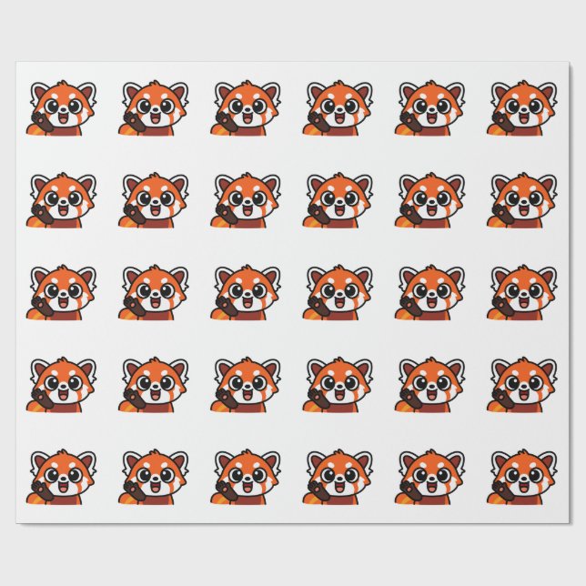 Papier Cadeau Cute Kawaii Red Panda Pattern Wrapping Paper for G (Plat)