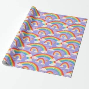 Papier Cadeau Cute Kids Rainbows et nuages Motif répétitif