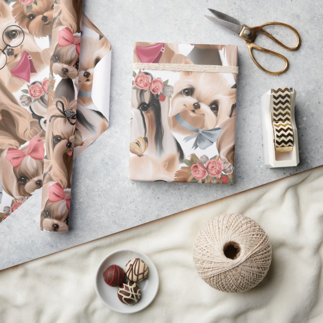 Papier Cadeau Cute KIds Yorkie Puppy Anniversaire (Artisanat)