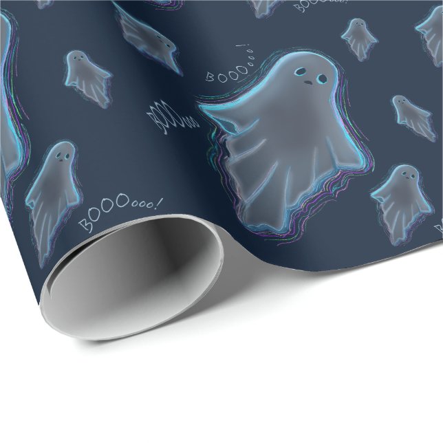 Papier Cadeau Cute KiniArt Ghost (Coin rond)