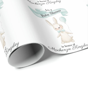 Papier Cadeau Cute lapin farci avec Baby shower Turquoise de bal