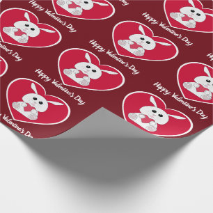 Papier Cadeau Cute lapin Hoppy Valentine jour rouge Coeur motif