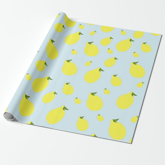 Papier Cadeau Cute Lemons Citrus Motif Baby shower (Déroulé)