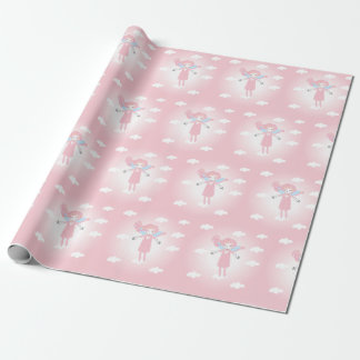 Papier Cadeau Cute little fairy in pink sky