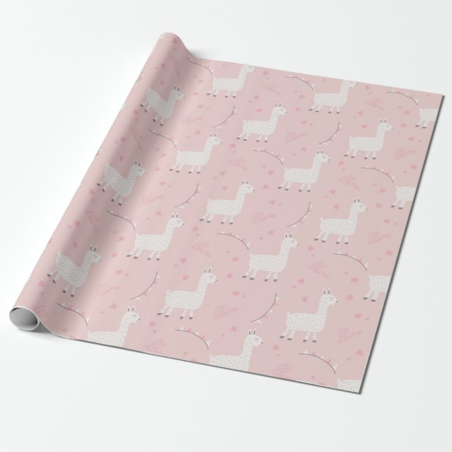 Papier Cadeau Cute llama seamless (Déroulé)