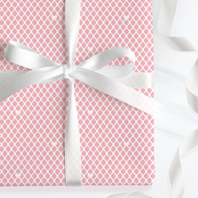 Papier Cadeau Cute Love Heart Lattice Mesh Pretty Pink Birthday (Créateur téléchargé)
