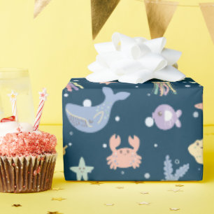 Papier Cadeau Cute Marine Vie Motif sans joint