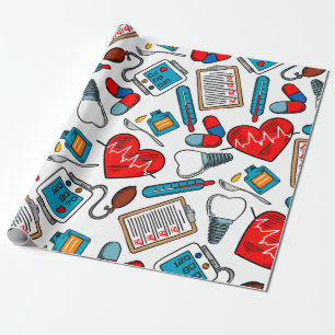 Papier Cadeau Cute Médicale Nurse Doctor thème Motif mixte
