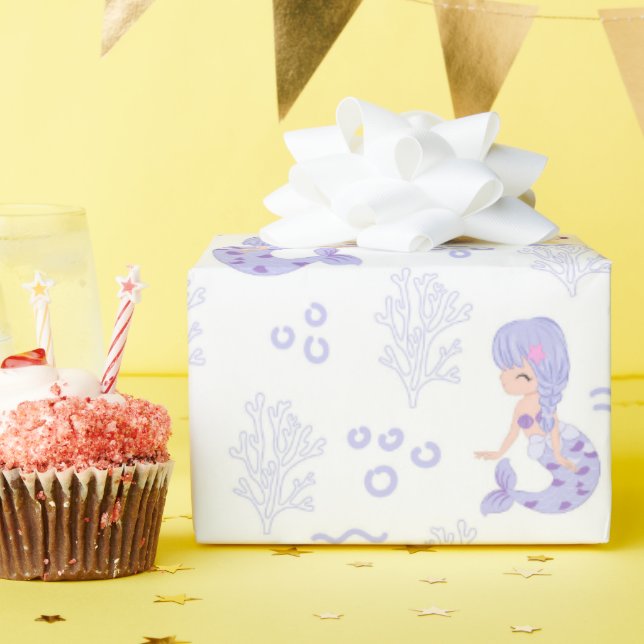 Papier Cadeau Cute Mermaid Adventure (Fête d'anniversaire)
