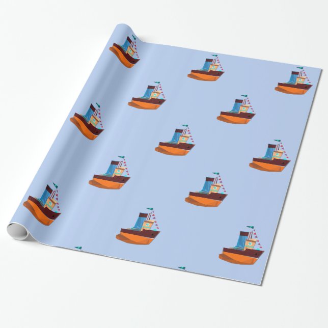 Papier Cadeau Cute Minuscule remorqueur Thunder-Cove  (Déroulé)