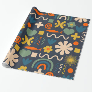 Papier Cadeau Cute Miscellany Motif scandinave Bleu orange