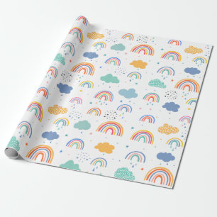 Papier Cadeau Cute moderne Rainbows et Motif de nuages