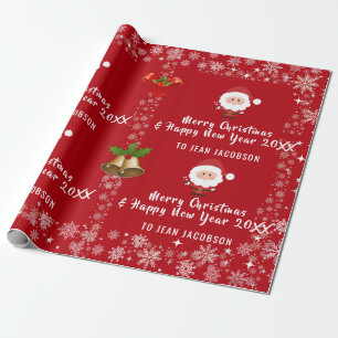 Papier Cadeau Cute moderne Santa Claus Snowflakes Personnalisé