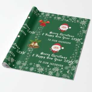 Papier Cadeau Cute moderne Santa Claus Snowflakes Personnalisé
