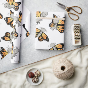 Papier Cadeau Cute Monarch Butterfly Motif Enfants