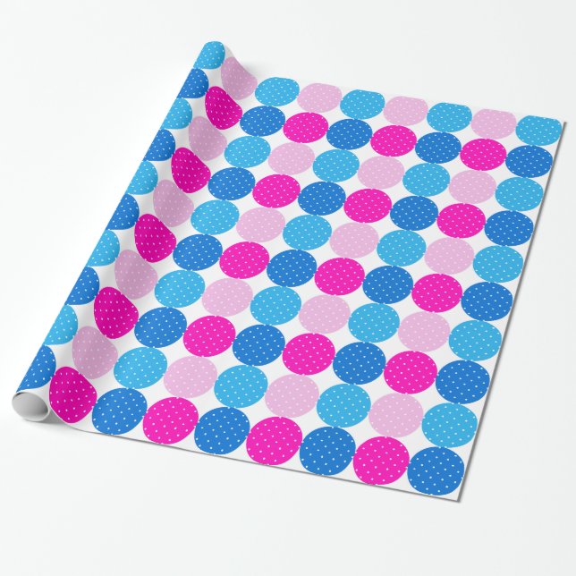 Papier Cadeau Cute Motif bleu et rose Polka (Déroulé)