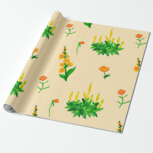 Papier Cadeau Cute motif floral sans soudure avec illus dessiné