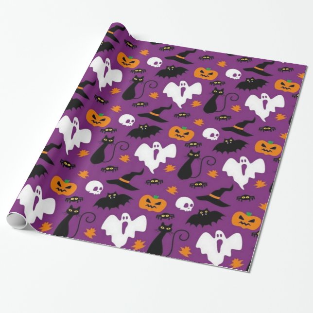 Papier Cadeau Cute Motif Halloween (Déroulé)