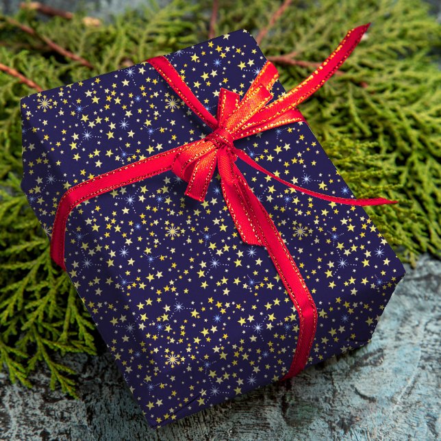 Papier Cadeau Cute Navy Blue Celestin Motif Amusant Lovely Star (Créateur téléchargé)