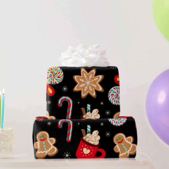 Papier Cadeau Cute Noël Thème Motif Noir (Créateur téléchargé)