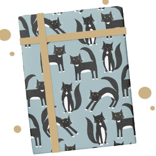 Papier Cadeau Cute noir et blanc Motif de chat Tuxedo