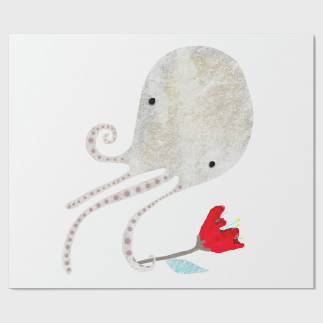 Papier Cadeau Cute Octopus Mélange Media Art (Plat)