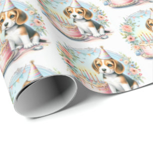 Papier Cadeau Cute Pastel Beagle chiot - Anniversaire