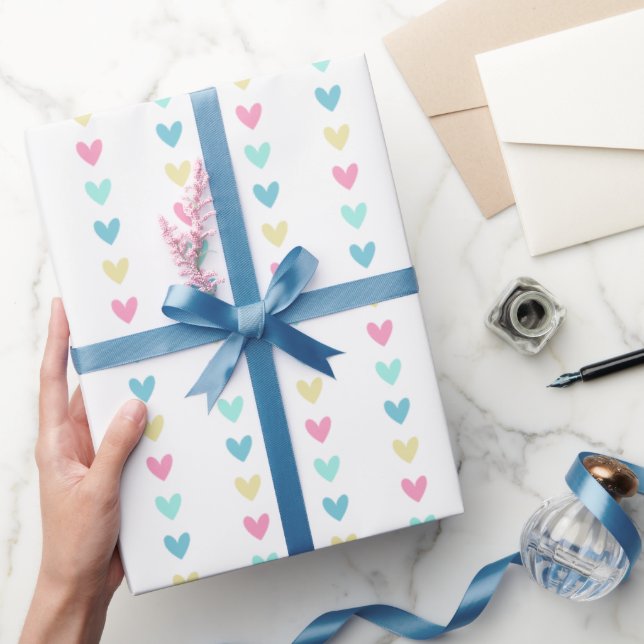 Papier Cadeau Cute Pastel Hearts Motif (Cadeaux)